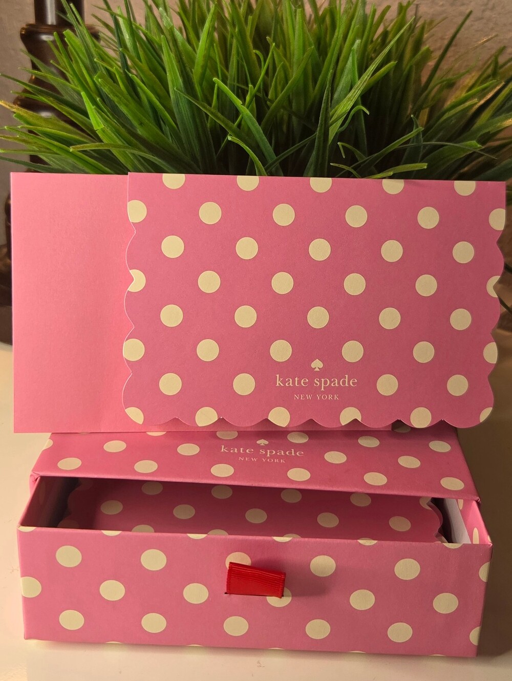 Kate Spade Pink Polka Dot Set Of 12 Cards & Env In Gift Box